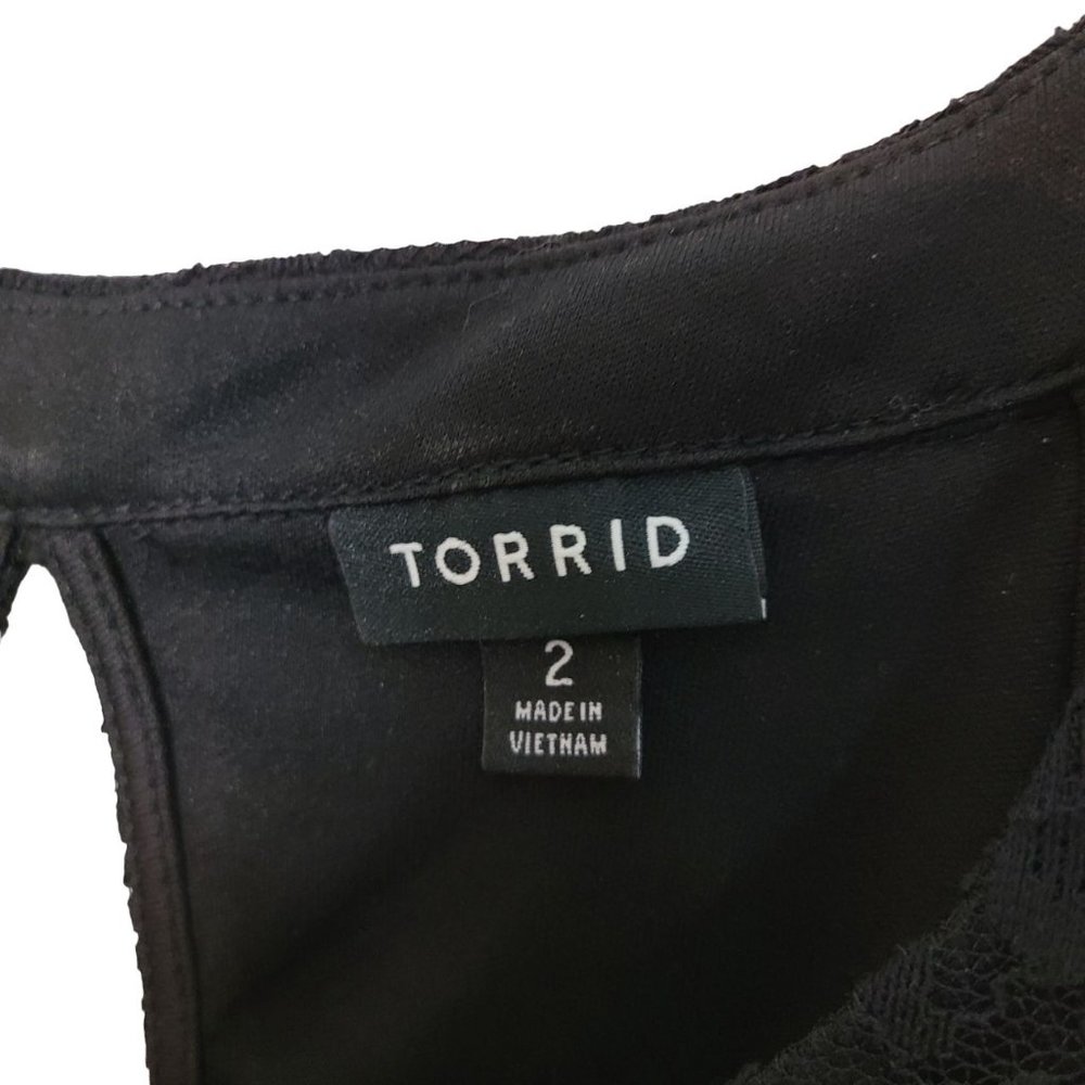 Torrid Womens 2X Black Floral Lace Sleeveless Lined High Neck Tank Top Keyhole - Picture 5 of 9